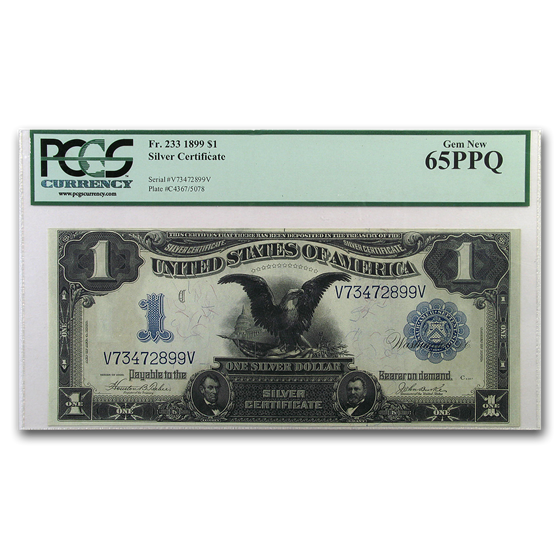 1899 $1.00 Silver Certificate Black Eagle CU-65 PPQ PCGS 1899 $1.00 Silver Certificate Black Eagle CU-65 PPQ PCGS